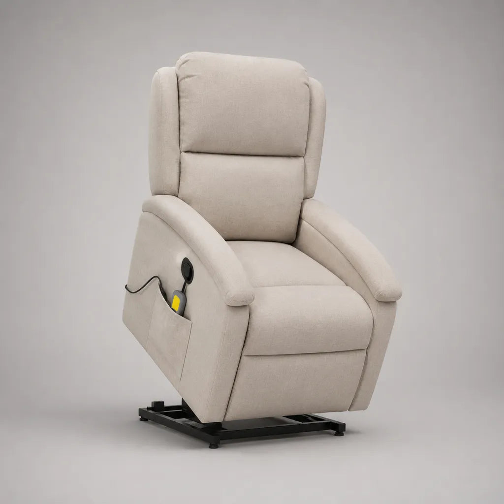 Fauteuil releveur électrique inclinable 1 place en tissu beige, 88 × 95 × 105 cm