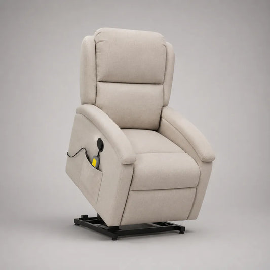 Fauteuil releveur électrique inclinable 1 place en tissu beige, 88 × 95 × 105 cm